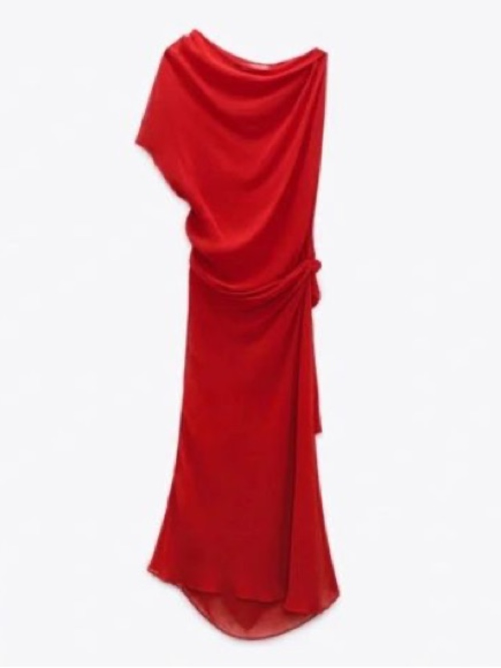 Zara Red Draped Midi Dress - Small